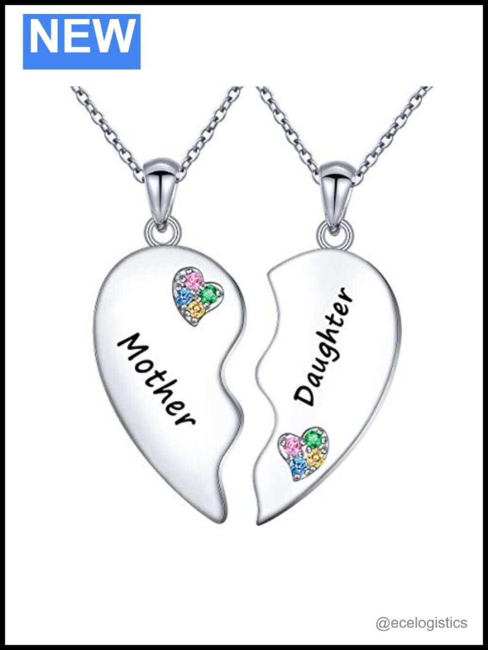 Sterling Silver Mother Daughter Matching Heart Necklaces Set of 2